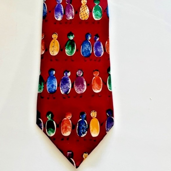 Save The Children Necktie Fingerprints Every Child Is Different Red Silk Tie - Picture 1 of 8